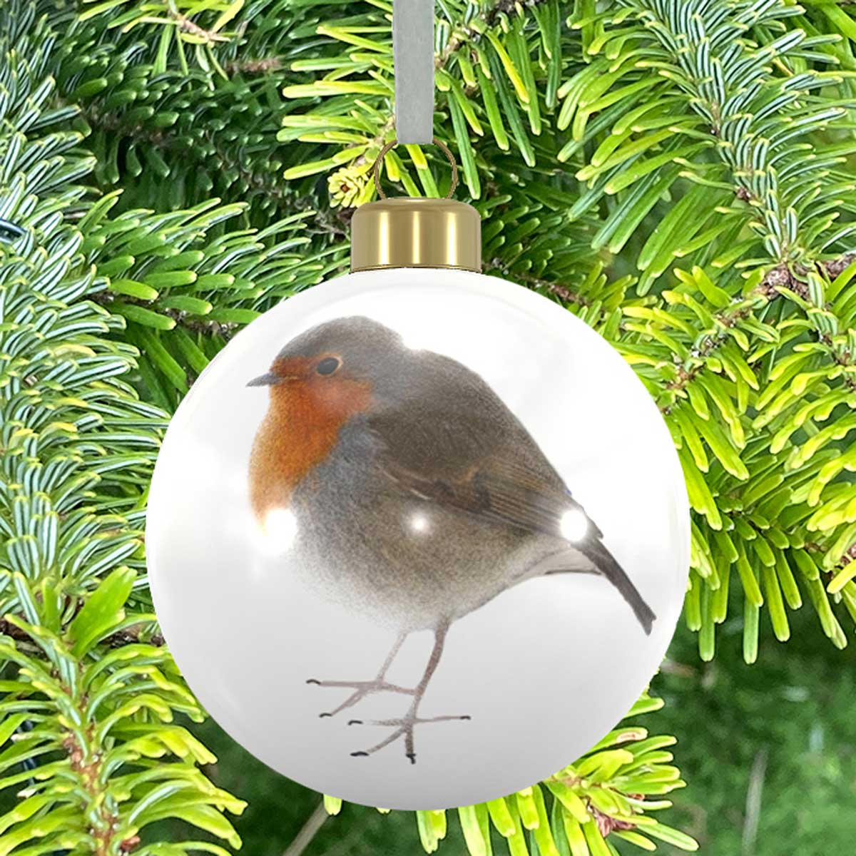 Bone China Bauble Decorations - 3 pack - Robin Design