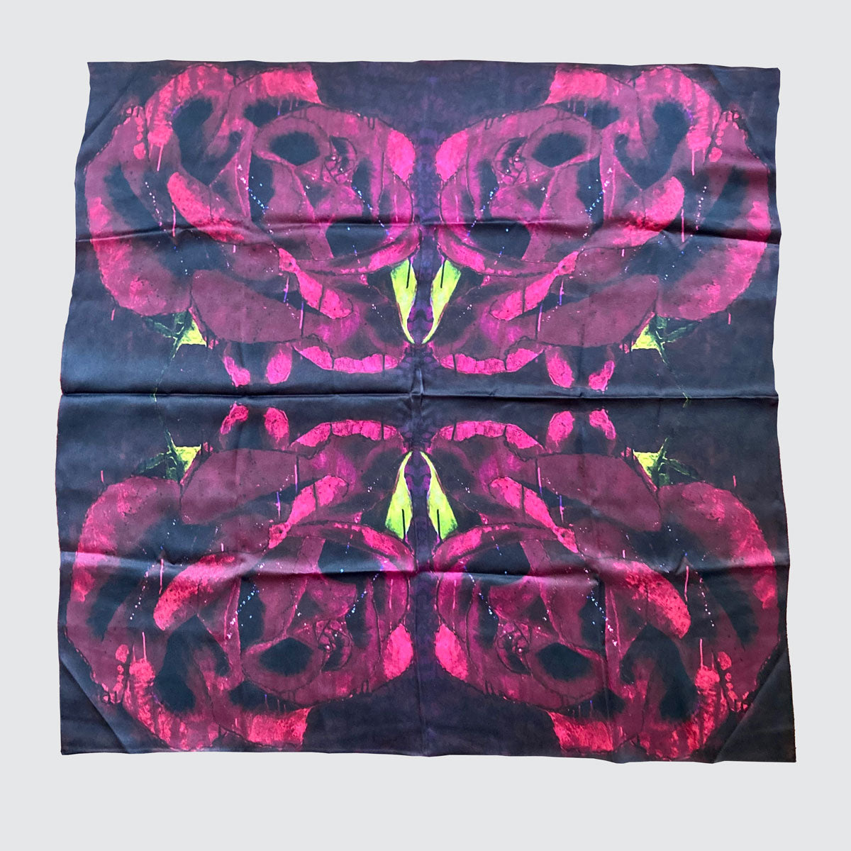 Silk Scarf With Red Roses - Hand Rolled